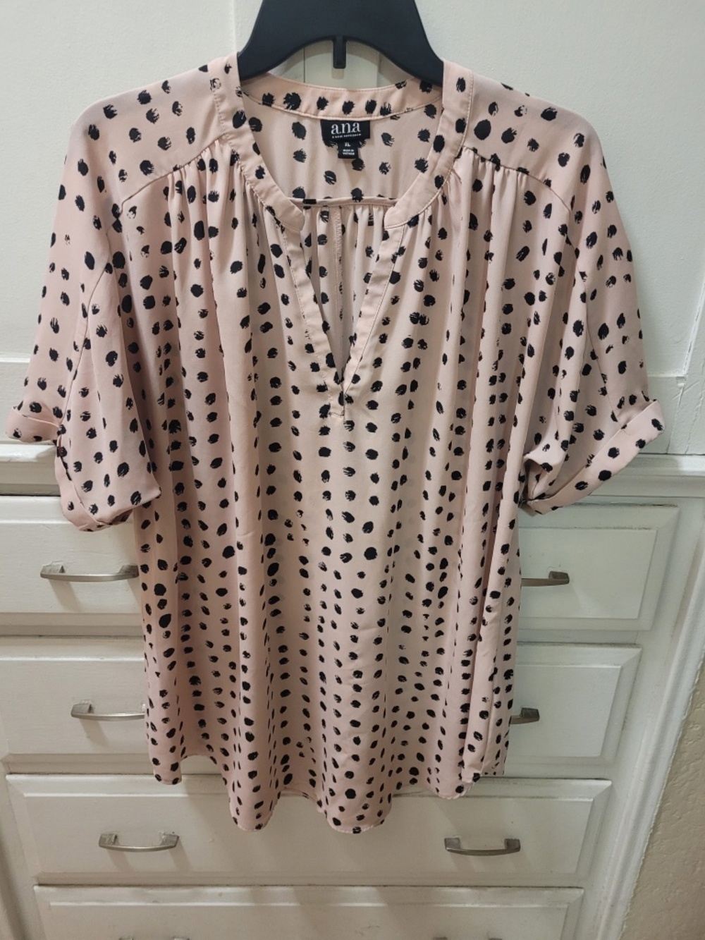 Pink polkadot blouse